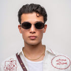 [ Horizon ] Classic Round Sunglasses : Black/Silver