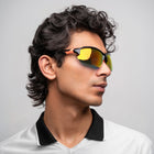 [ Zod ] Semi-Rimless Polarised Sunglasses : Red - projectshades