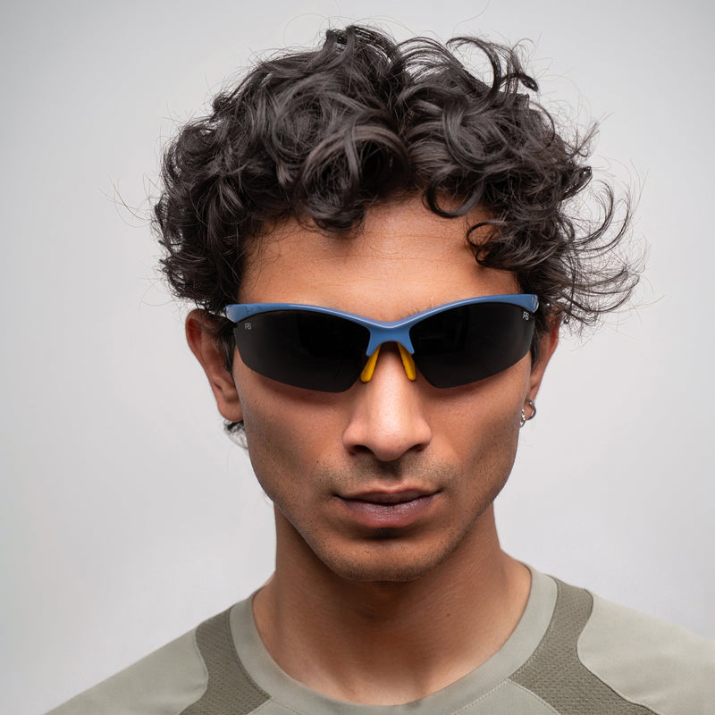 [ Lex ] Polarised Sports Sunglasses : Black/Blue - projectshades