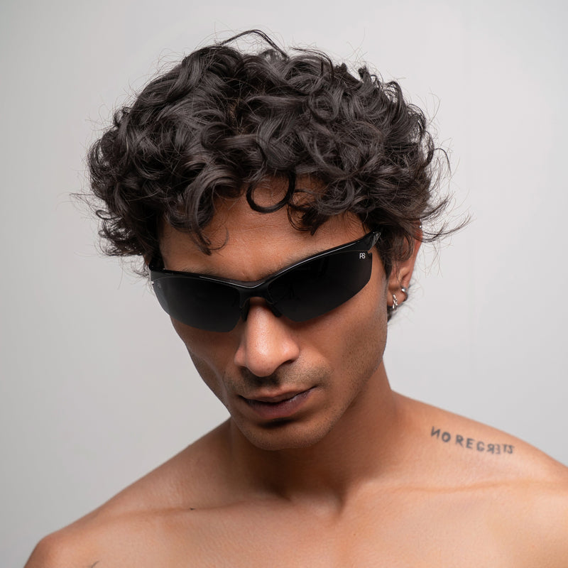 [ Lex ] Polarised Sports Sunglasses : Black/Black - projectshades