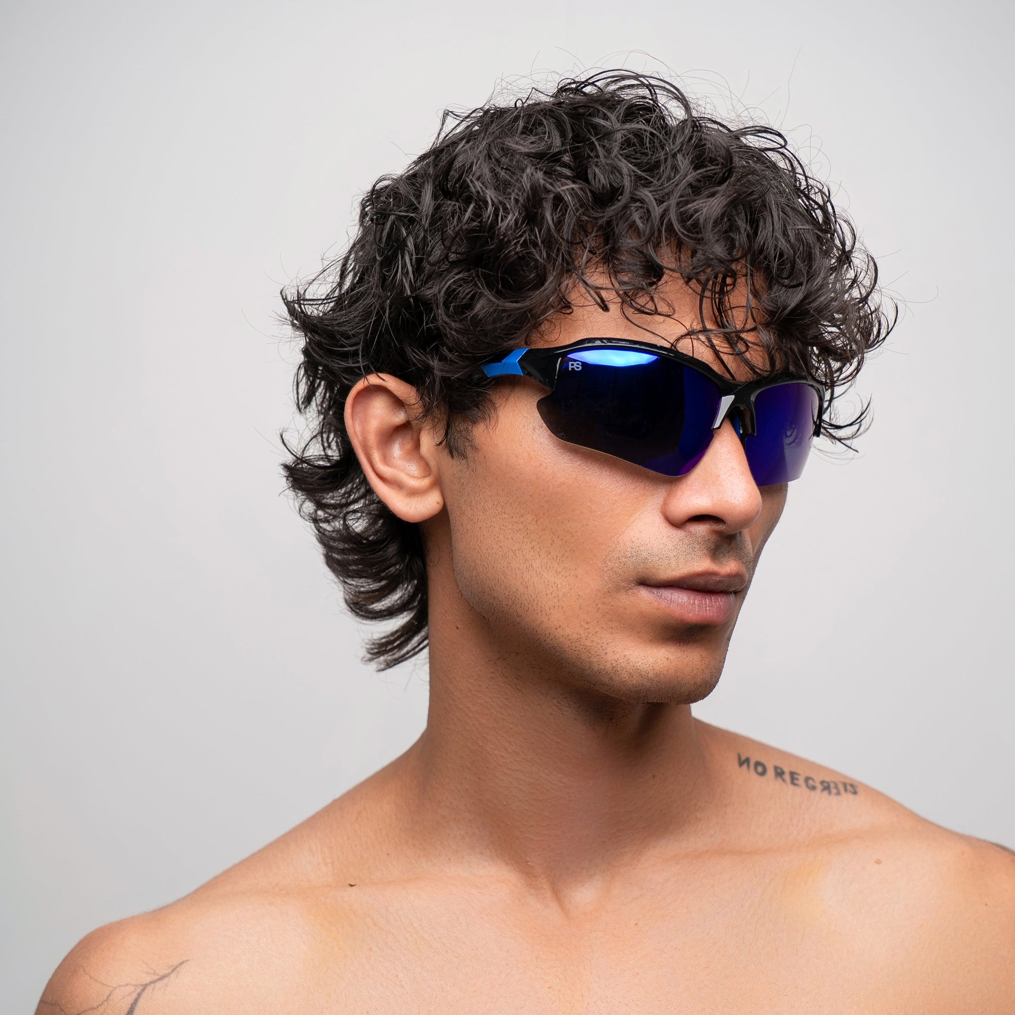 [ Zod ] Semi-Rimless Polarised Sunglasses : Blue - projectshades
