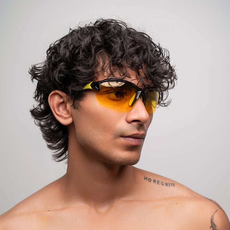 [ Zod ] Semi-Rimless Polarised Sunglasses : Yellow - projectshades