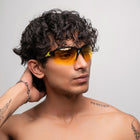 [ Zod ] Semi-Rimless Polarised Sunglasses : Yellow - projectshades