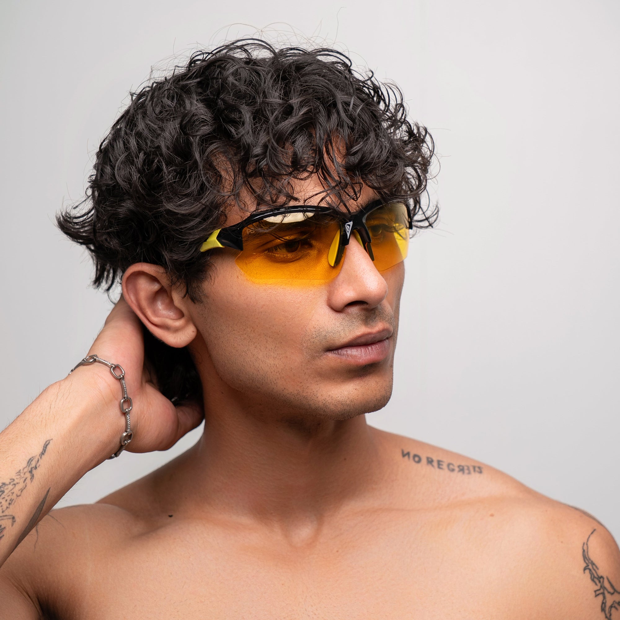 [ Zod ] Semi-Rimless Polarised Sunglasses : Yellow - projectshades