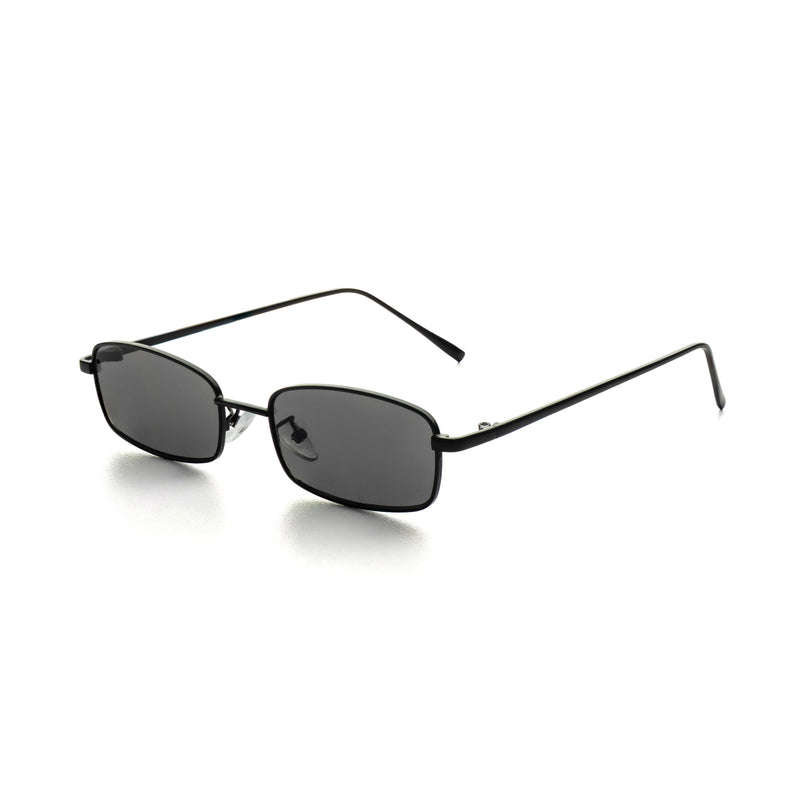 [ Hecate ] Slim Metal Sunglasses : Black/Black