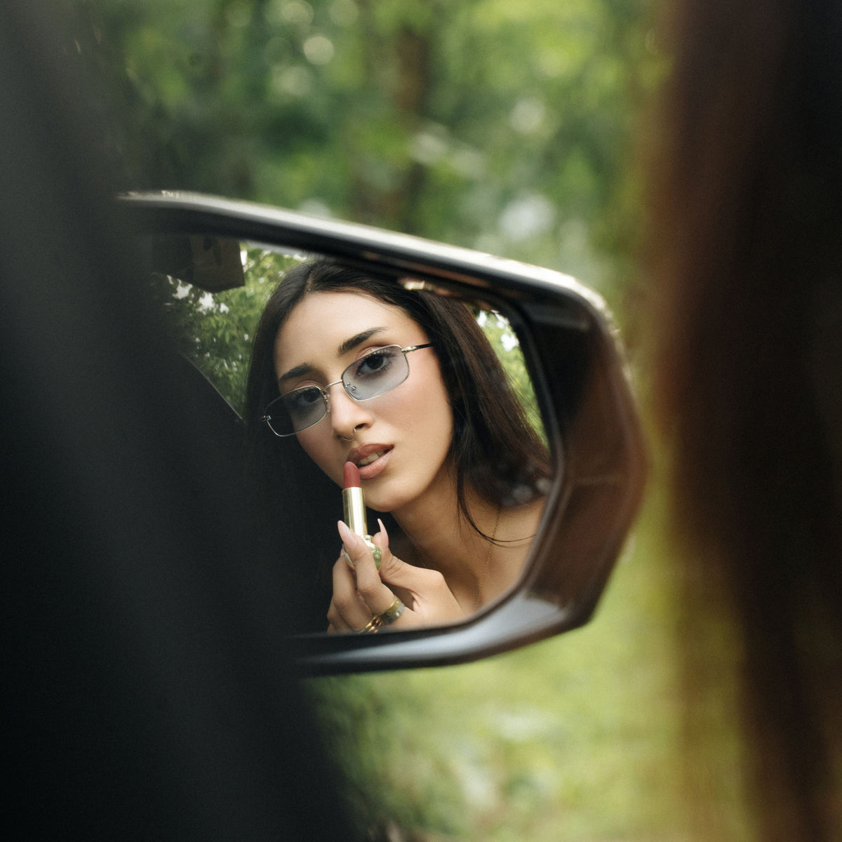 [ Hecate ] Slim Metal Sunglasses : Blue/Silver