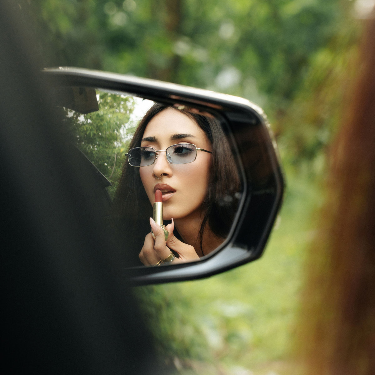 [ Hecate ] Slim Metal Sunglasses : Blue/Silver