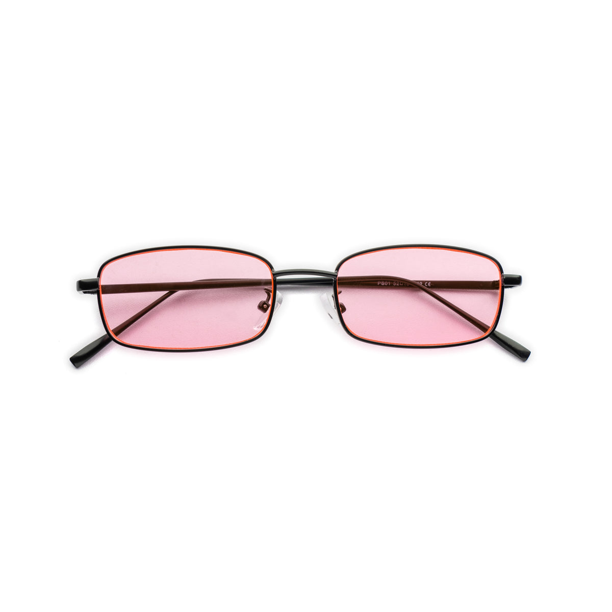 [ Hecate ] Slim Metal Sunglasses : Pink/Black