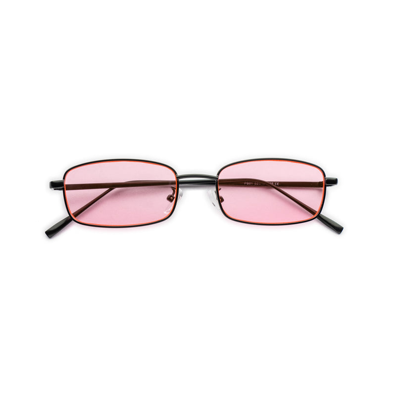 [ Hecate ] Slim Metal Sunglasses : Pink/Black