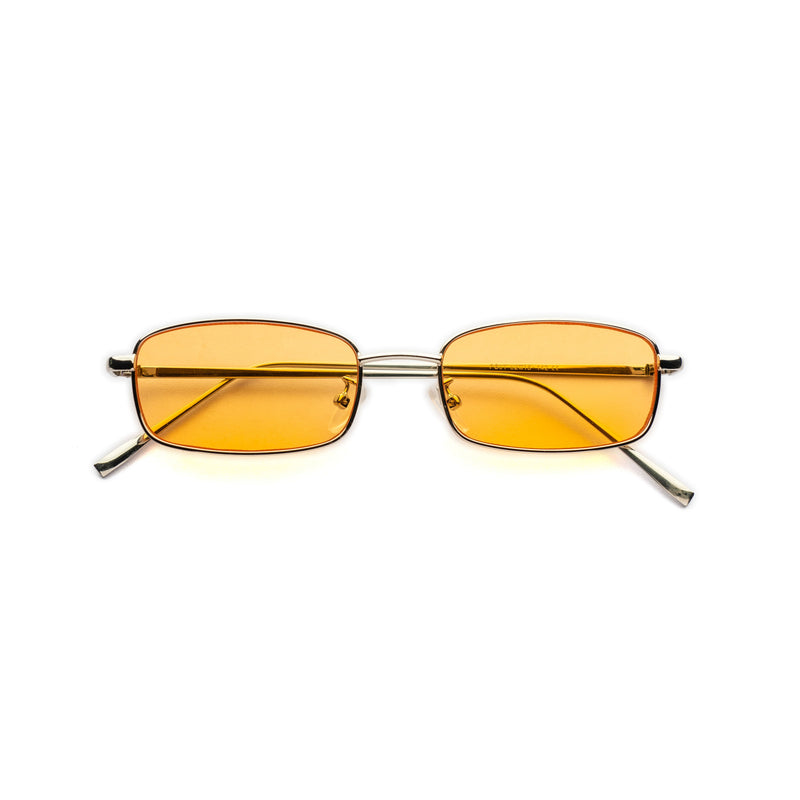 [ Hecate ] Slim Metal Sunglasses : Orange/Silver