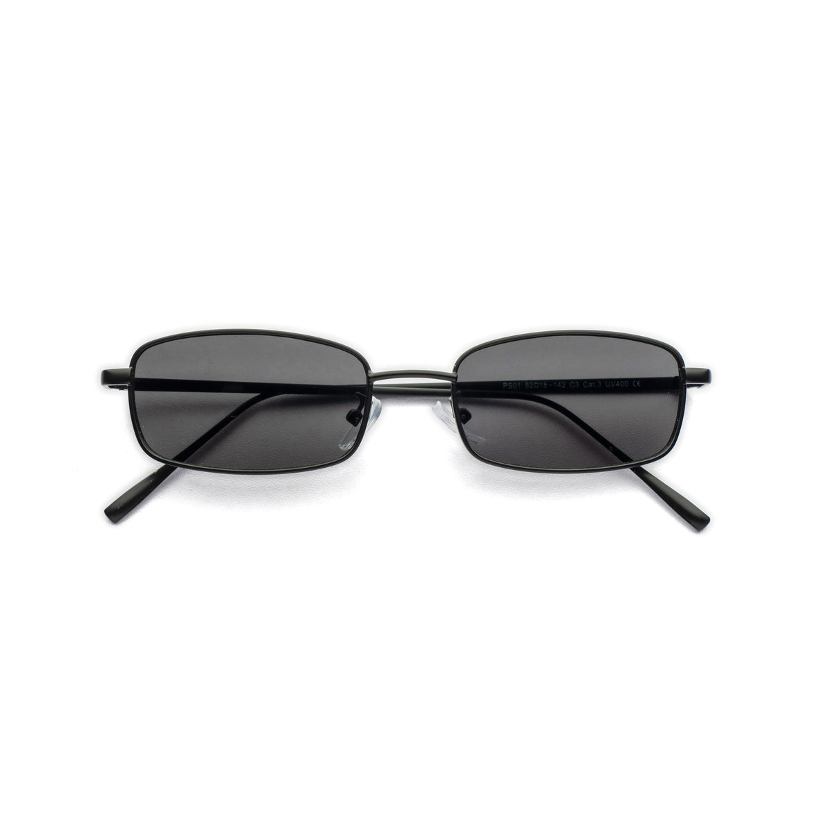 [ Hecate ] Slim Metal Sunglasses : Black/Black