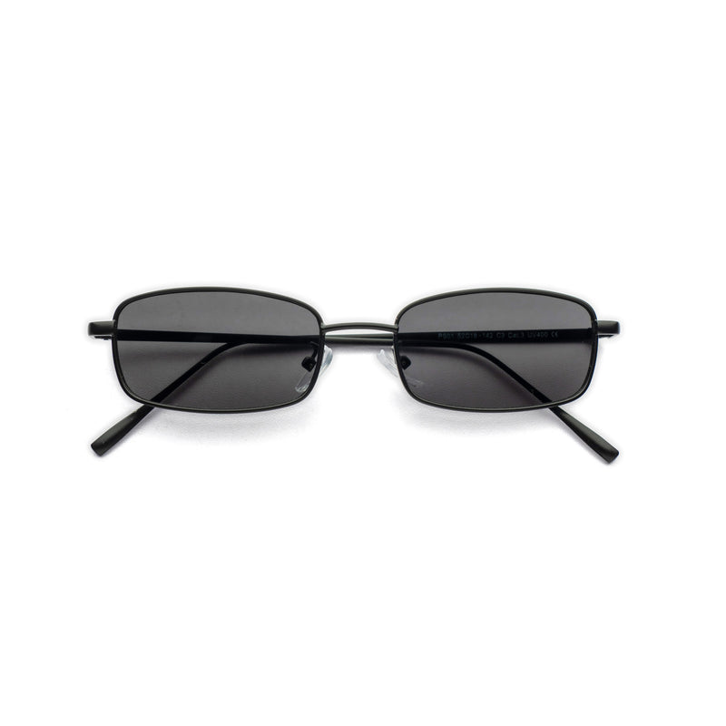 [ Hecate ] Slim Metal Sunglasses : Black/Black