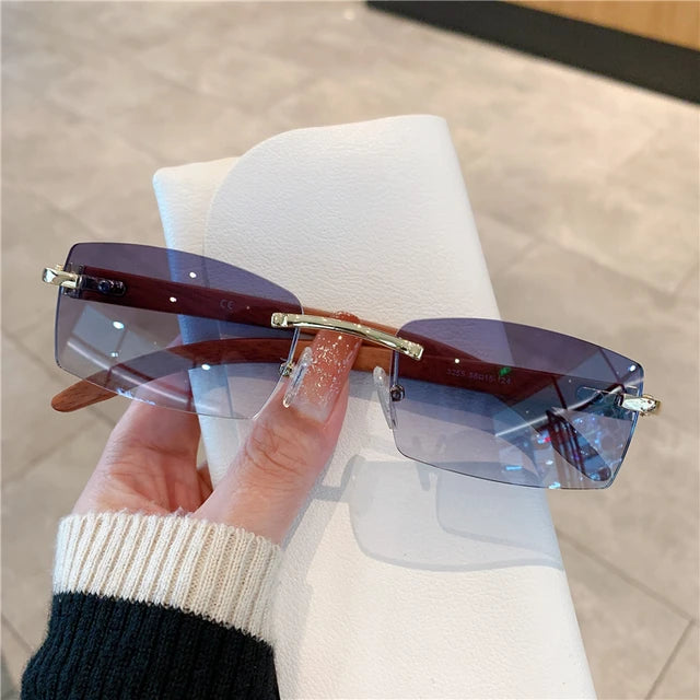 [ Woody ] Sustainable Rimless Sunglasses - projectshades