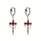 [ Bloodstone ] Gothic Cross Earrings - projectshades