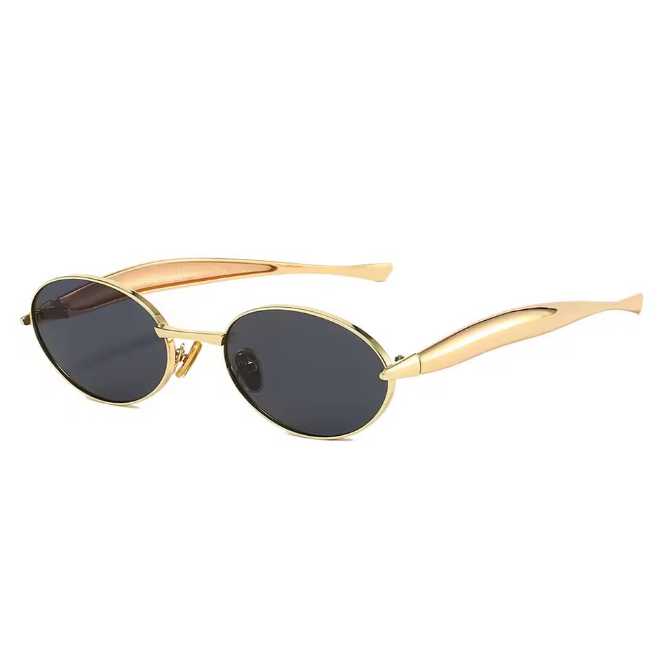 [ Monarch ] Metal Oval Sunglasses : Gold