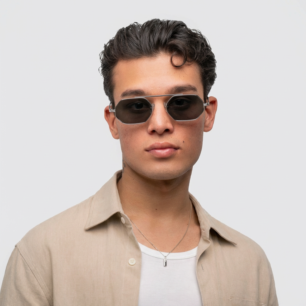 [ Hexwire ] Hexagonal Metal Sunglasses : Black Silver - projectshades