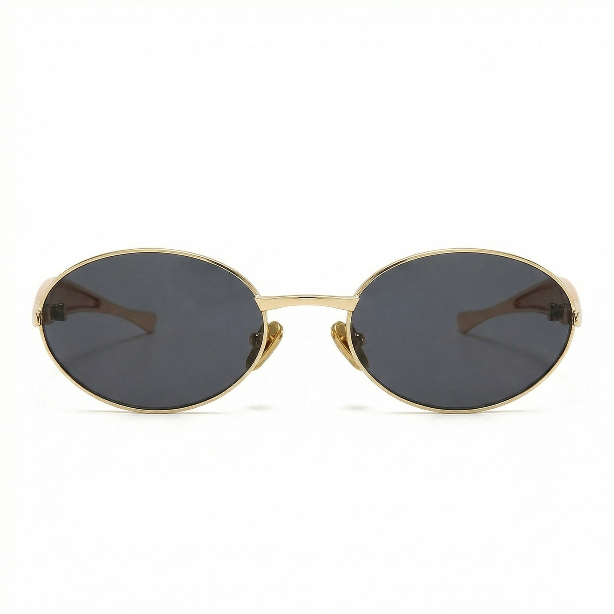 [ Monarch ] Metal Oval Sunglasses : Gold