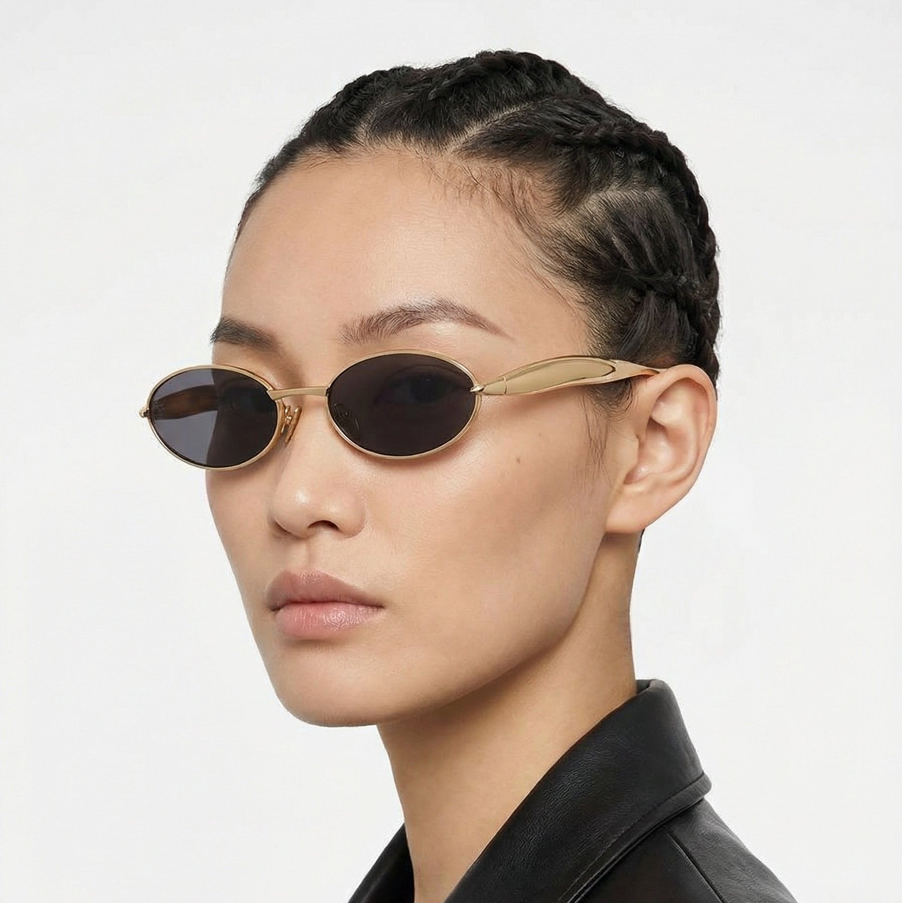 [ Monarch ] Metal Oval Sunglasses : Gold