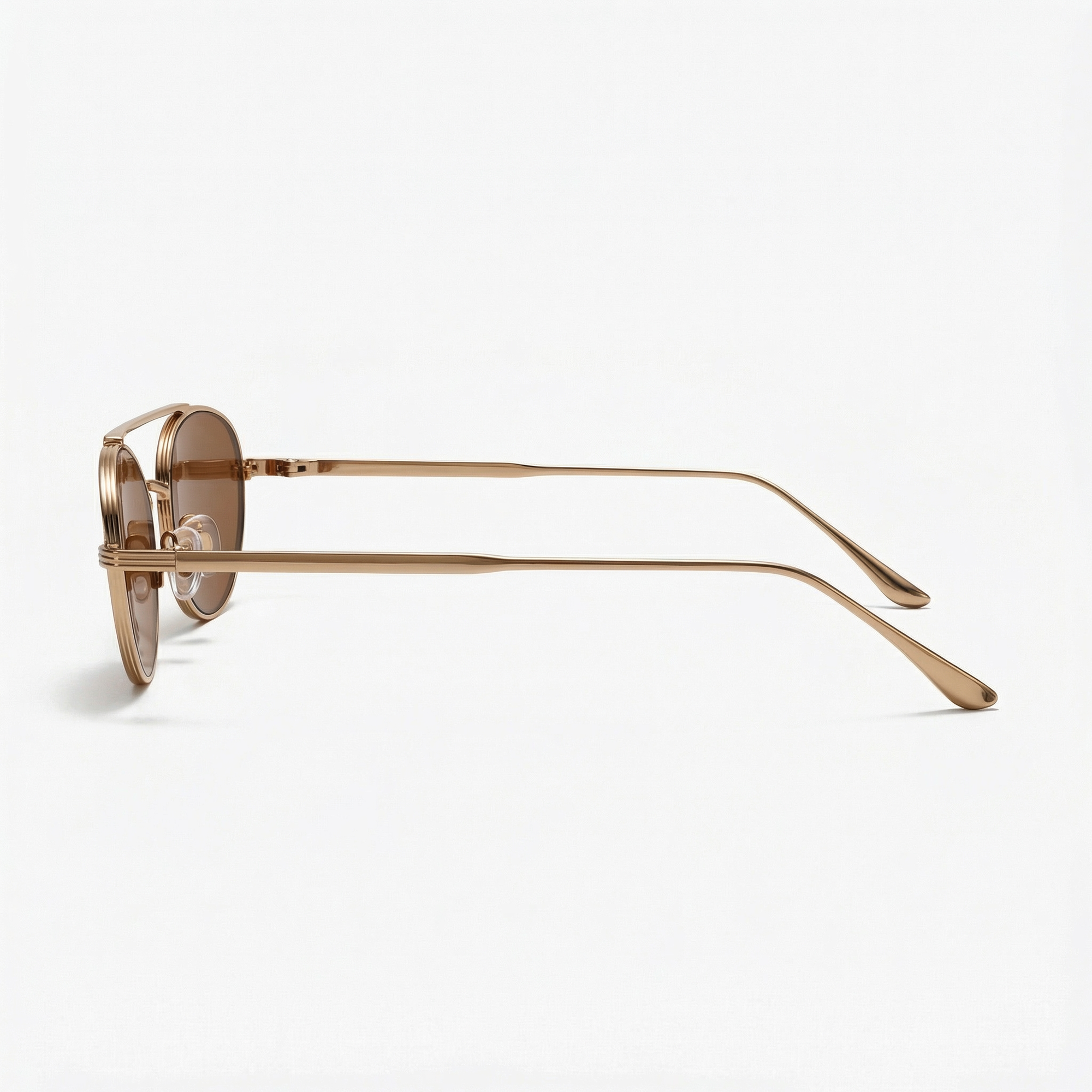 [ Miami ] Oval Aviator Sunglasses : Brown/Gold - projectshades