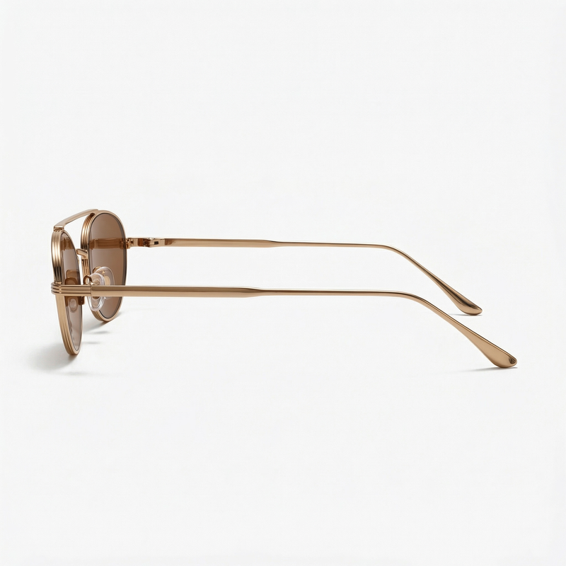 [ Miami ] Oval Aviator Sunglasses : Brown/Gold - projectshades