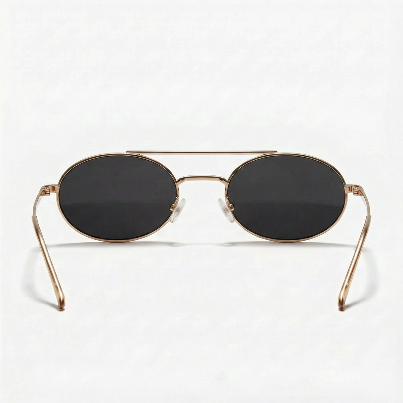 [ Miami ] Oval Aviator Sunglasses : Black/Gold - projectshades