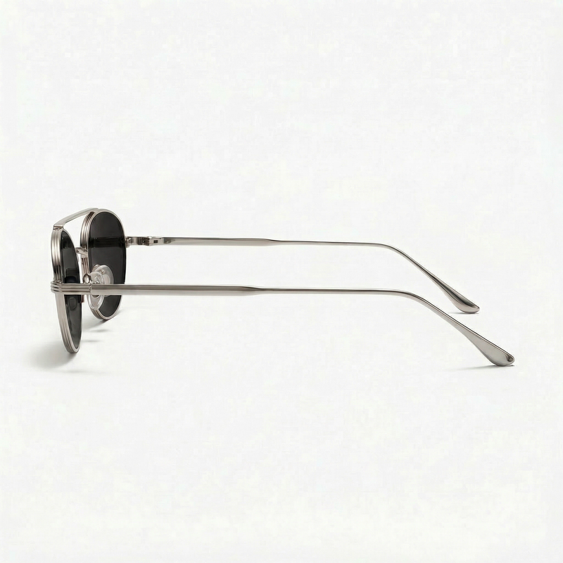 [ Miami ] Oval Aviator Sunglasses : Black/Silver - projectshades