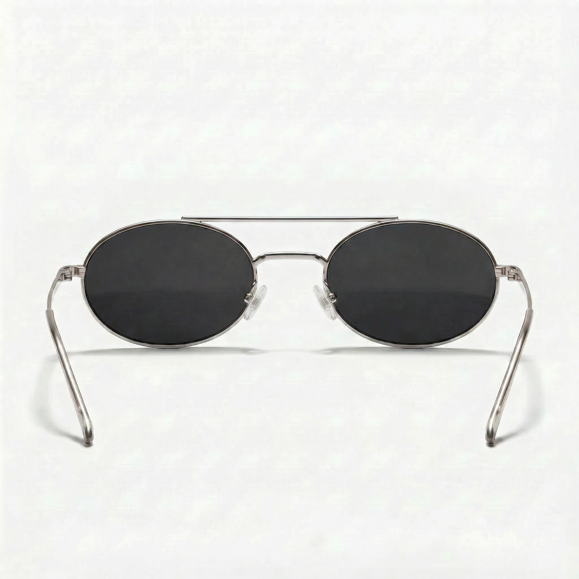 [ Miami ] Oval Aviator Sunglasses : Black/Silver - projectshades
