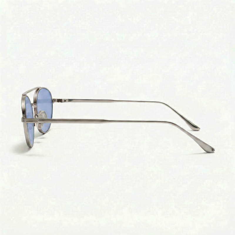 [ Miami ] Oval Aviator Sunglasses : Blue/Silver - projectshades