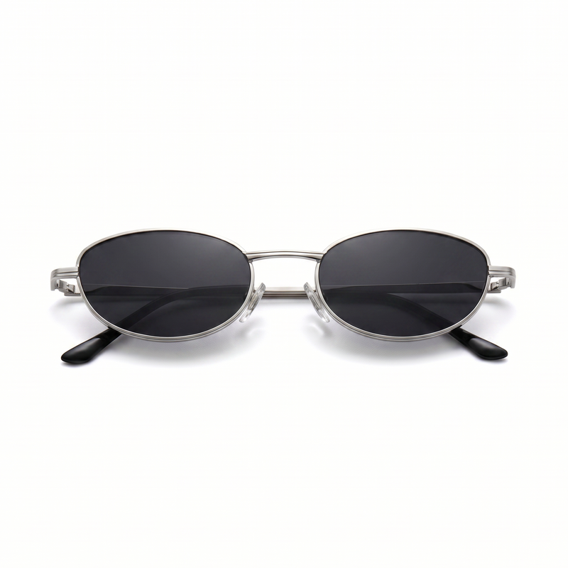 [ Orbit ] Oval Sleek Sunglasses : Black/silver - projectshades