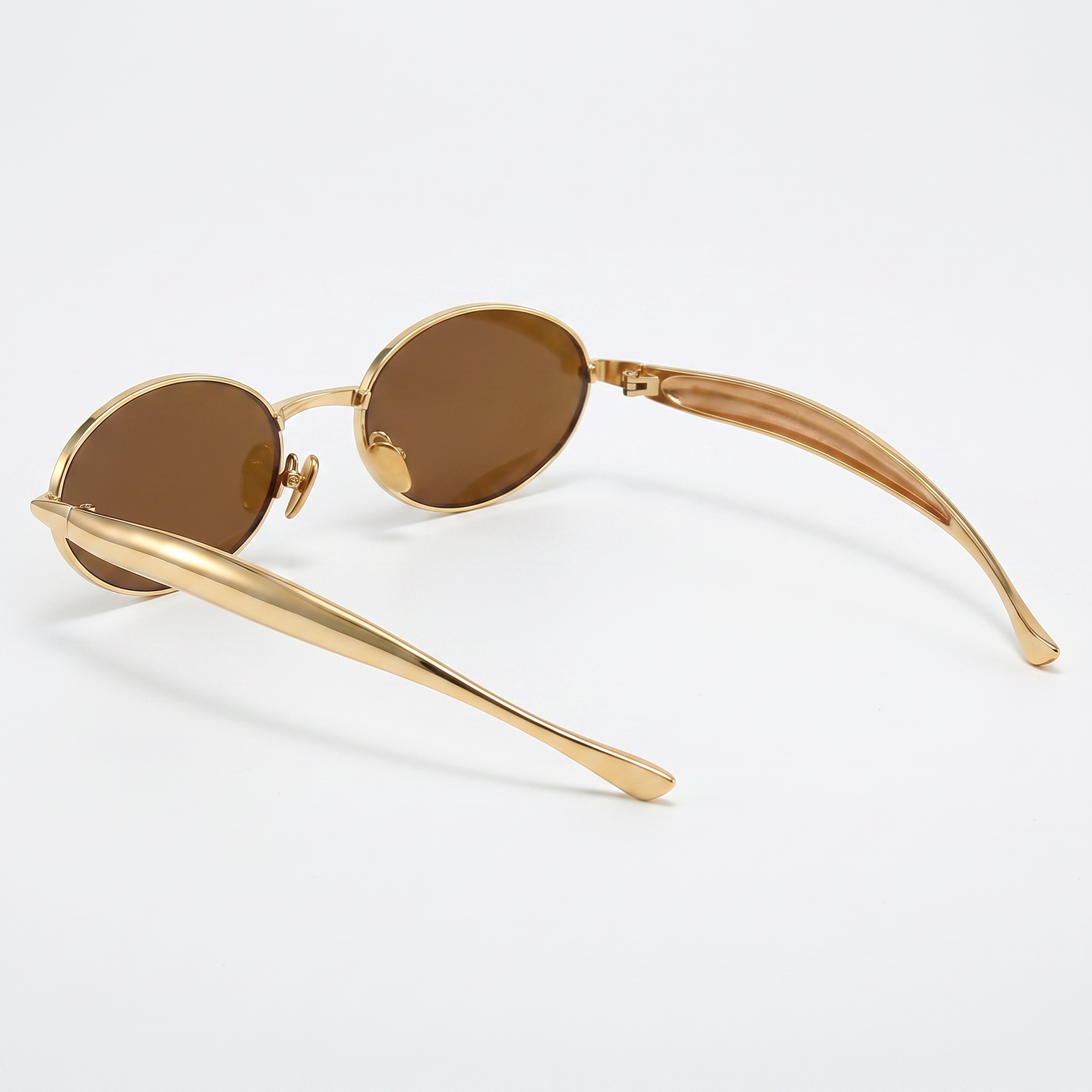 [ Monarch ] Metal Oval Sunglasses : Brown - projectshades