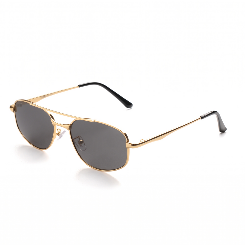 [ Orpheus ] Slim Metal Navigator Sunglasses : Black/Gold
