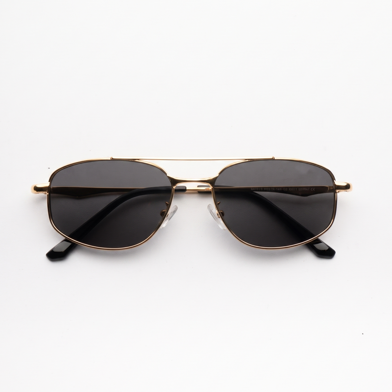 [ Orpheus ] Slim Metal Navigator Sunglasses : Black/Gold