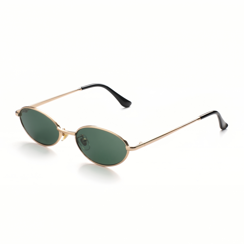 [ Echo ] Slim Oval Sunglasses : Green/Gold