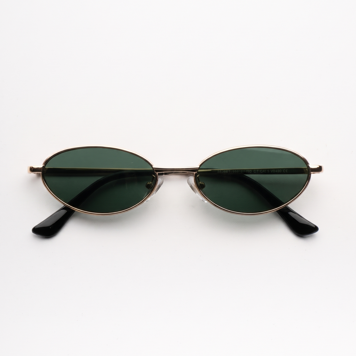 [ Echo ] Slim Oval Sunglasses : Green/Gold