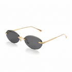 [ Aura ] Rimless Oval Sunglasses : Black/Gold