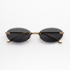 [ Aura ] Rimless Oval Sunglasses : Black/Gold