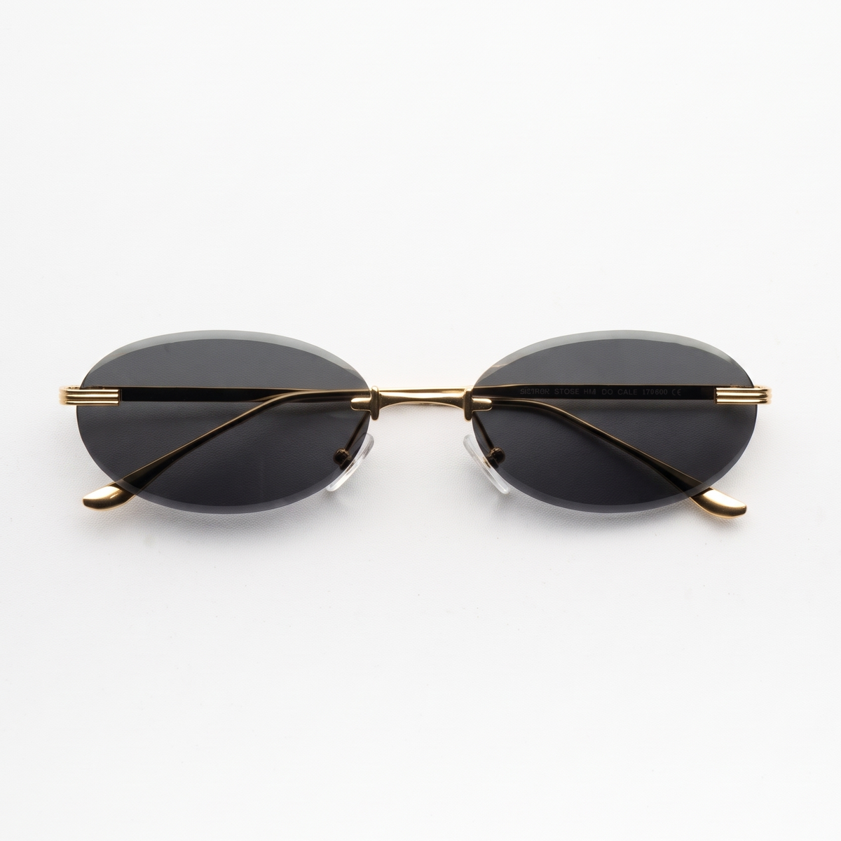 [ Aura ] Rimless Oval Sunglasses : Black/Gold