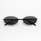 [ Aura ] Rimless Oval Sunglasses : Black/Black