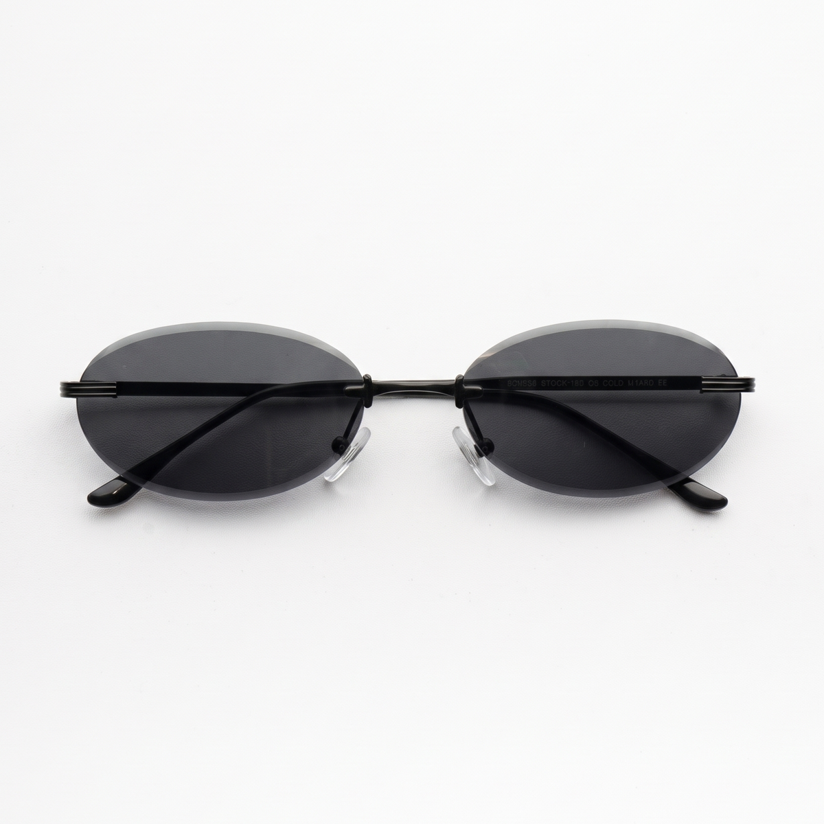 [ Aura ] Rimless Oval Sunglasses : Black/Black