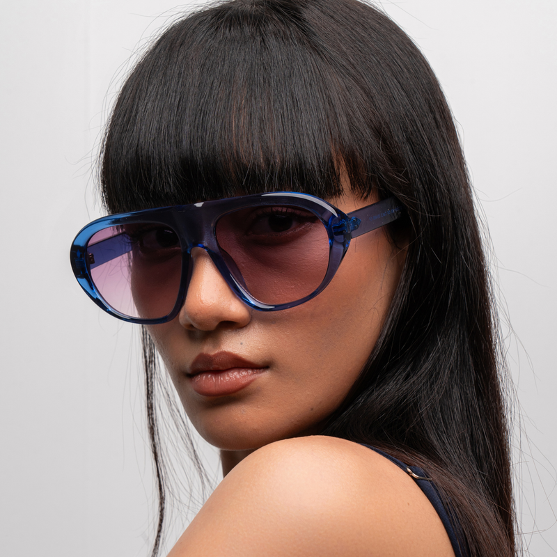 [ Toronto ] Oversized Y2k Sunglasses : Blue