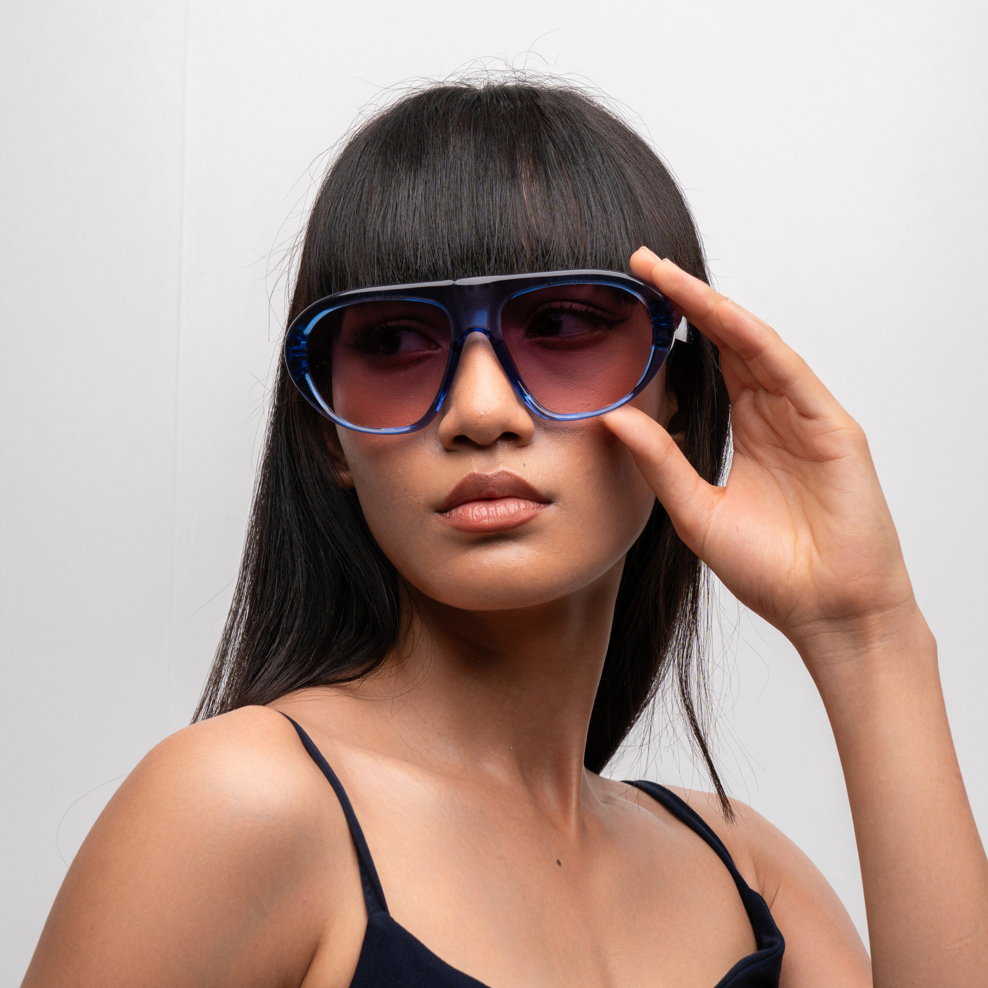 [ Toronto ] Oversized Y2k Sunglasses : Blue